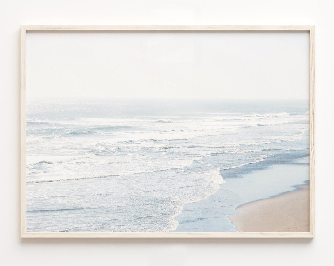 Pastel Beach Ocean Waves Coastal Art Print