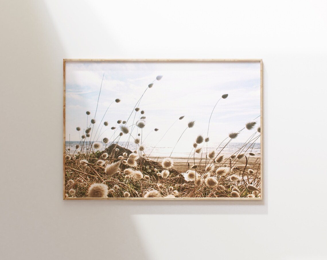 Neutral Dried Grass Boho Pampas Coastal Reeds Art Print