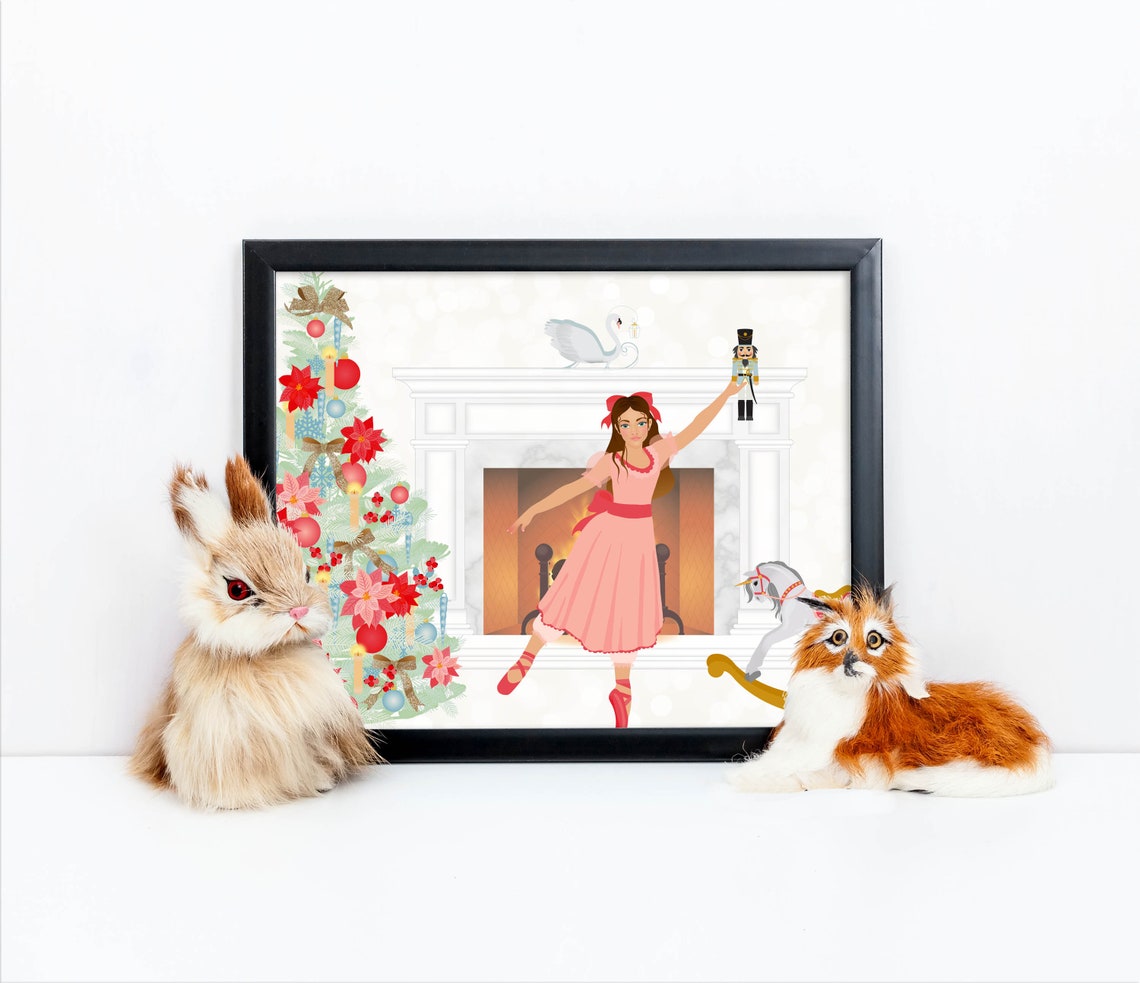 Nutcracker Ballet Clara Pink Dress Christmas Dancer Holiday Poster - Image 2