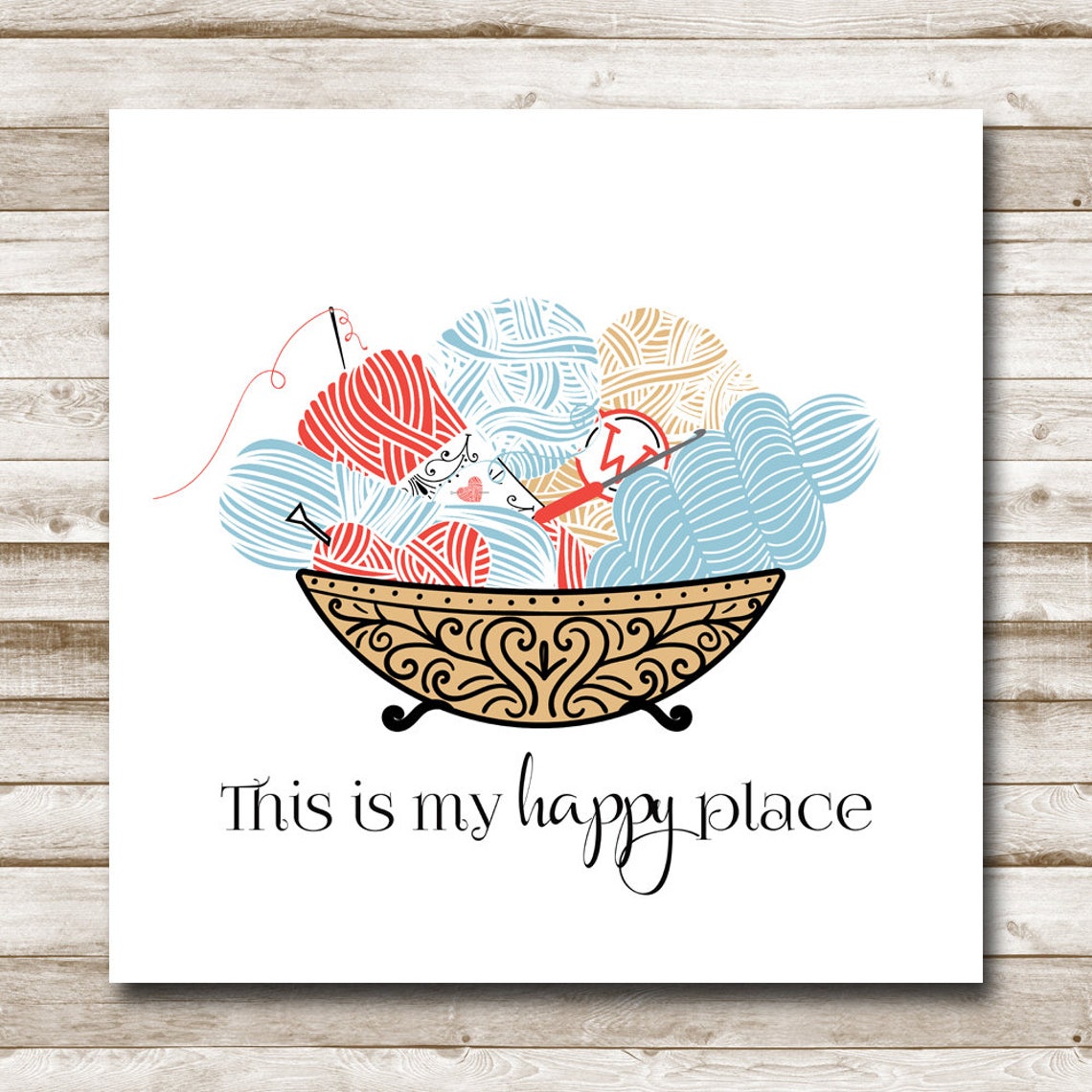 This Is My Happy Place Yarn Bowl Knitting Crochet Sign Poster - Image 4