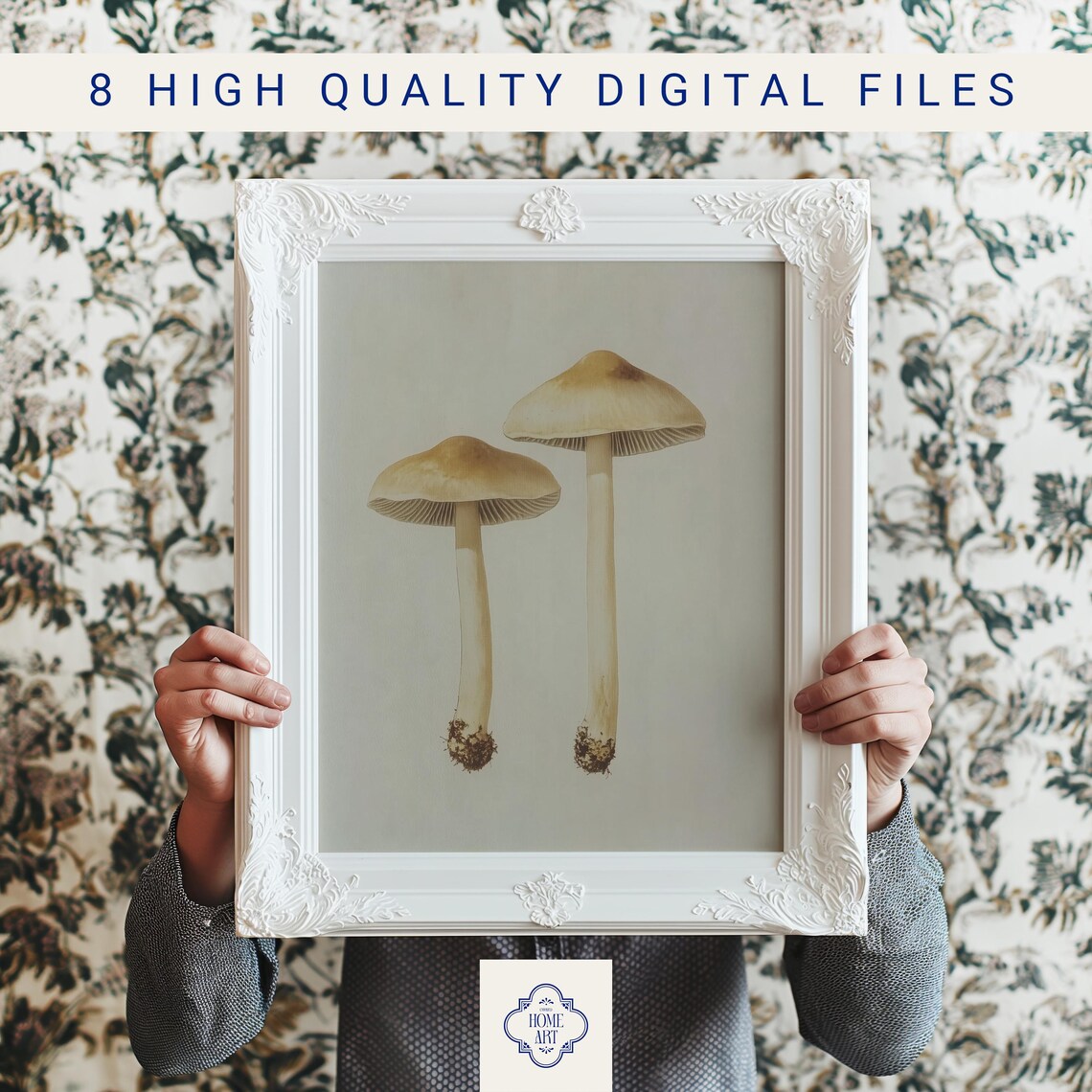 Pair of Minimalist Mushrooms on Cream Botanical Still Life Poster - Image 3