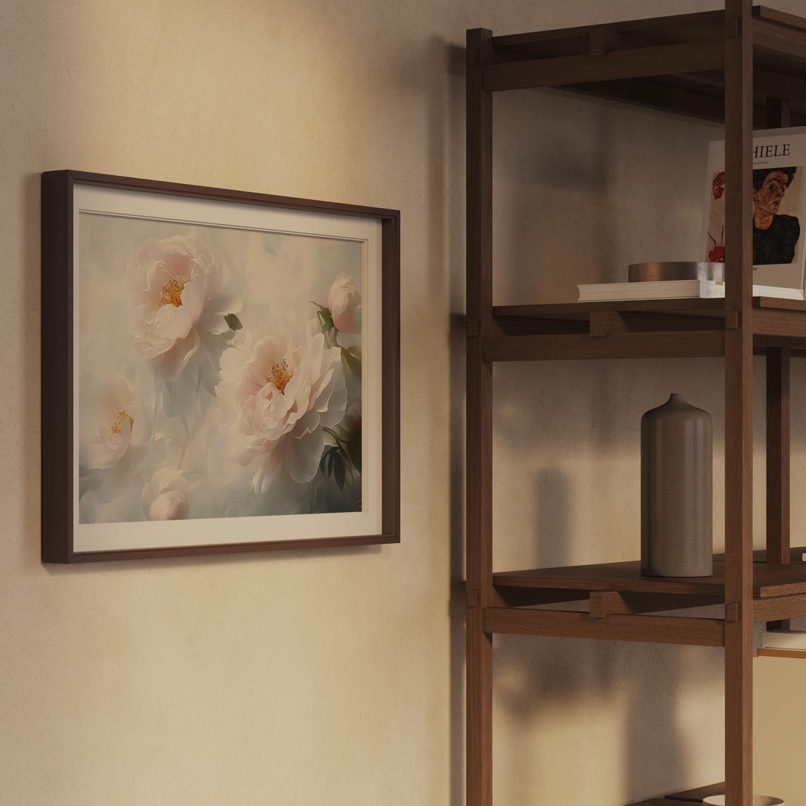 White Peony Soft Dreamy Vintage Floral Romantic Bedroom Wall Art - Image 2