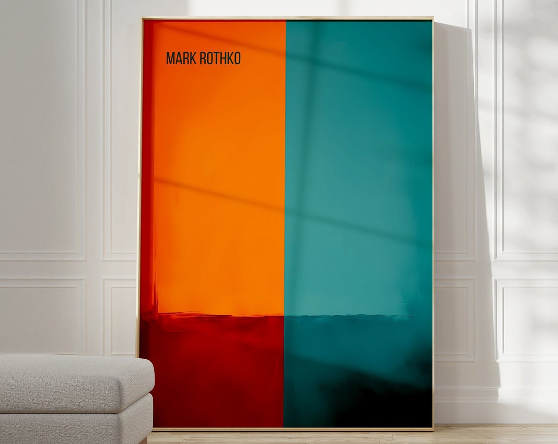Mark Rothko Orange Teal Split Color Block Bold Abstract Poster