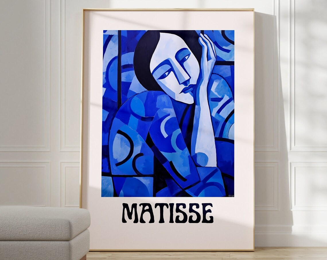 Matisse Blue Portrait Woman Resting Head on Hand Modern Art Poster
