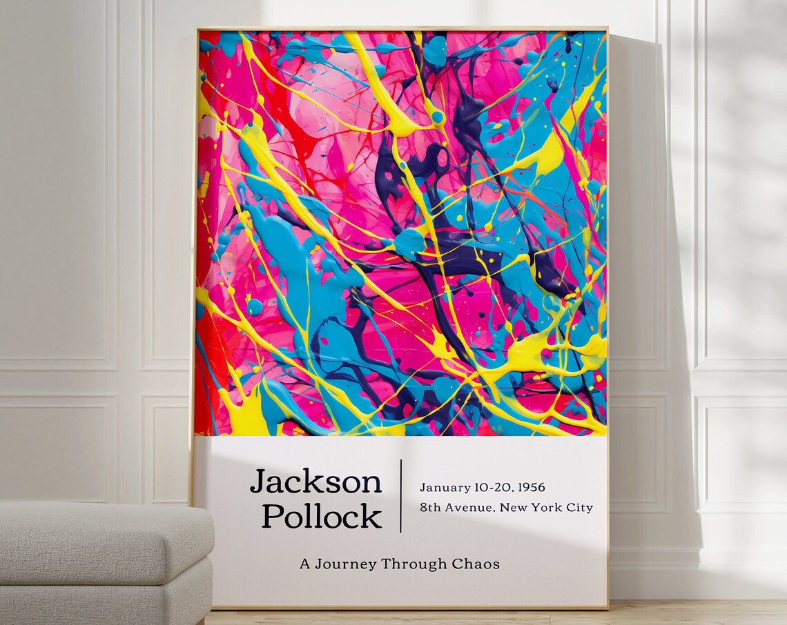 Jackson Pollock 1956 NYC Journey Through Chaos Colorful Drip Poster