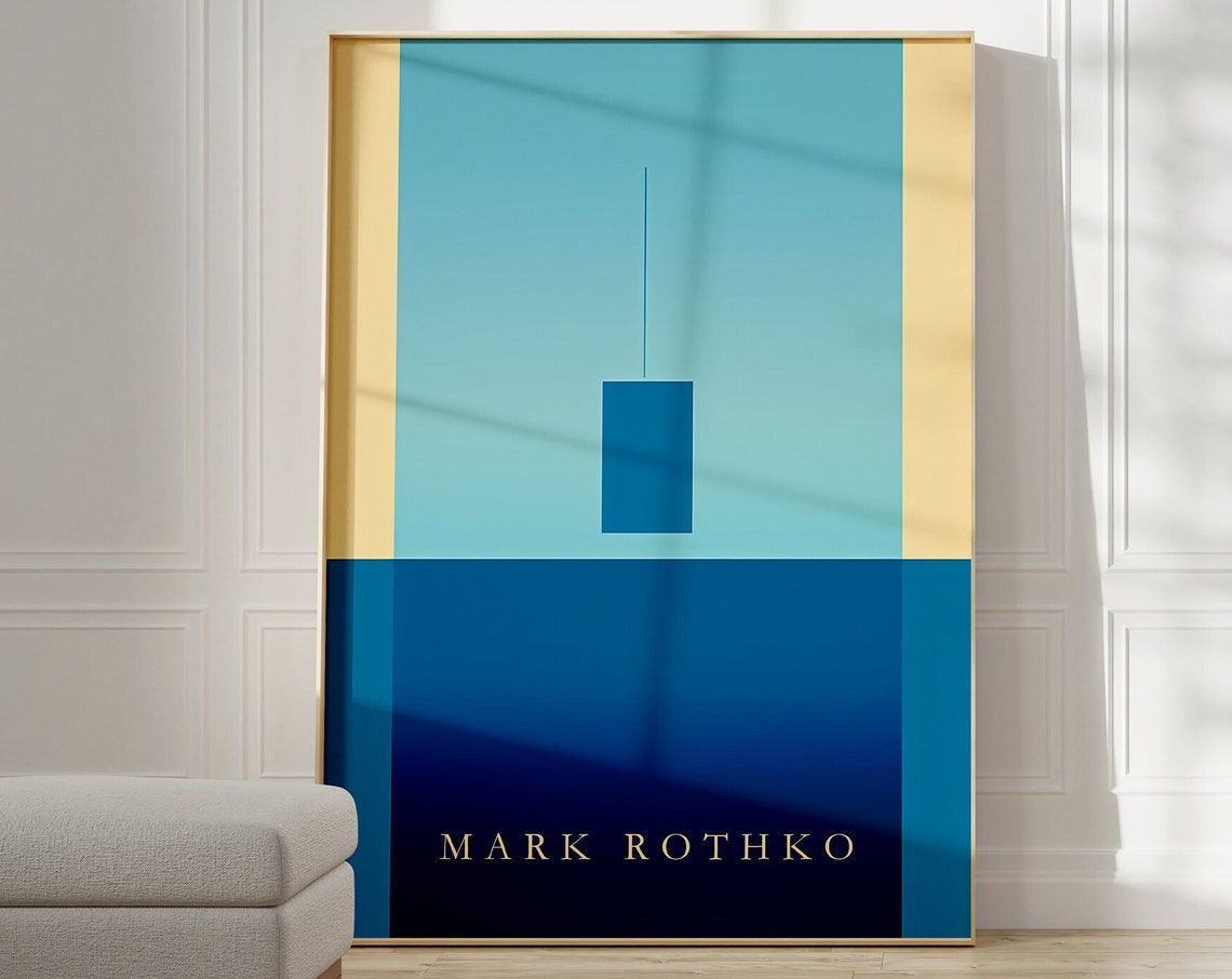 Mark Rothko Teal Blue Color Field Calm Abstract Painting Poster - Image 4