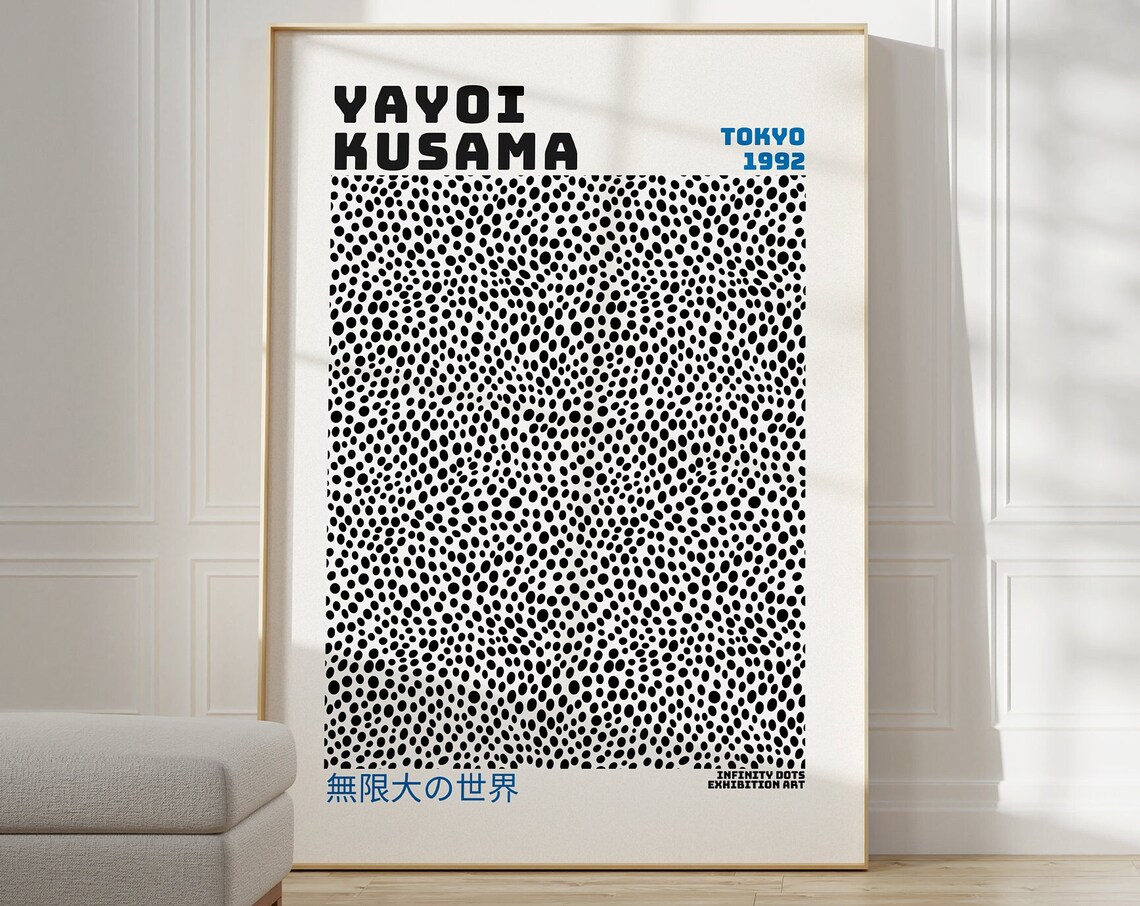 Yayoi Kusama Inspired Japandi Poster, Japanese Wall Art