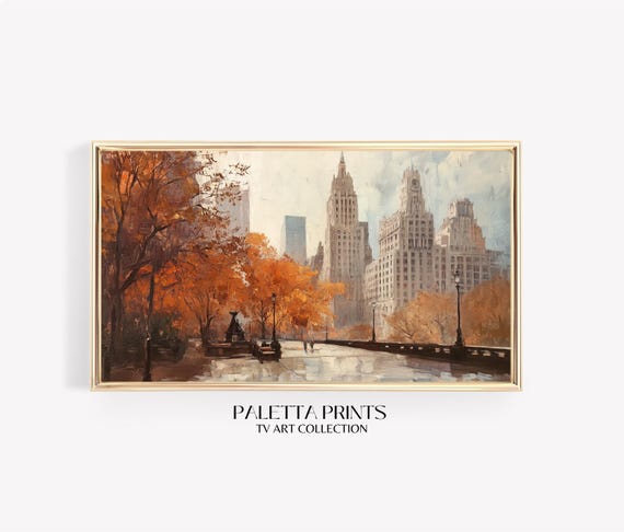 Frame Tv Central Park Fall Art Art For Frame Tvs Rustic Moody Seasonal Tv Art Scenic Vintage Tv Art Paletta Prints