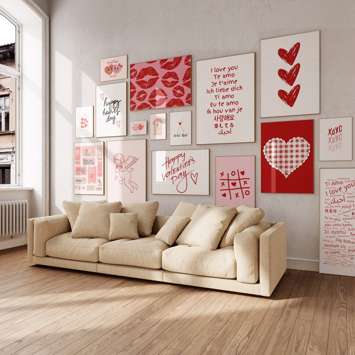 Red Gingham Heart Plaid Valentine Trendy Holiday Wall Art Print - Image 2
