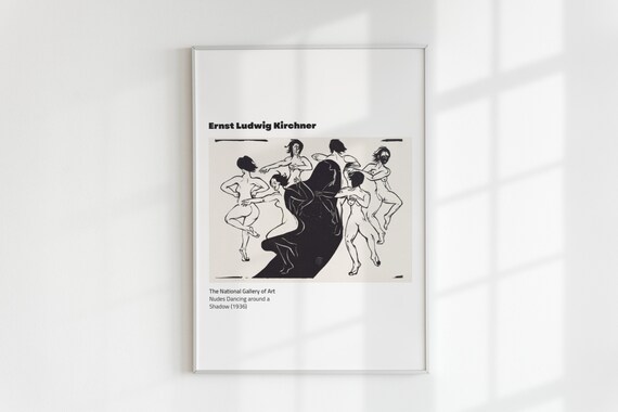 Ernst Ludwig Kirchner Nudes Dancing Around a Shadow Woodcut Art Print