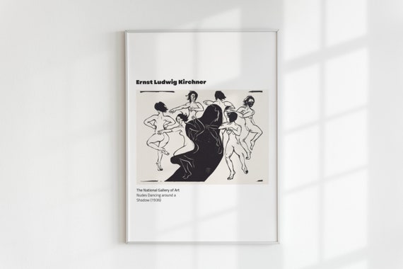Nudes Dancing Around A Shadow 1936 Ernst Ludwig Kirchner Abstract Art Trendy Artwork Aesthetic Decor Minimalist Black And White