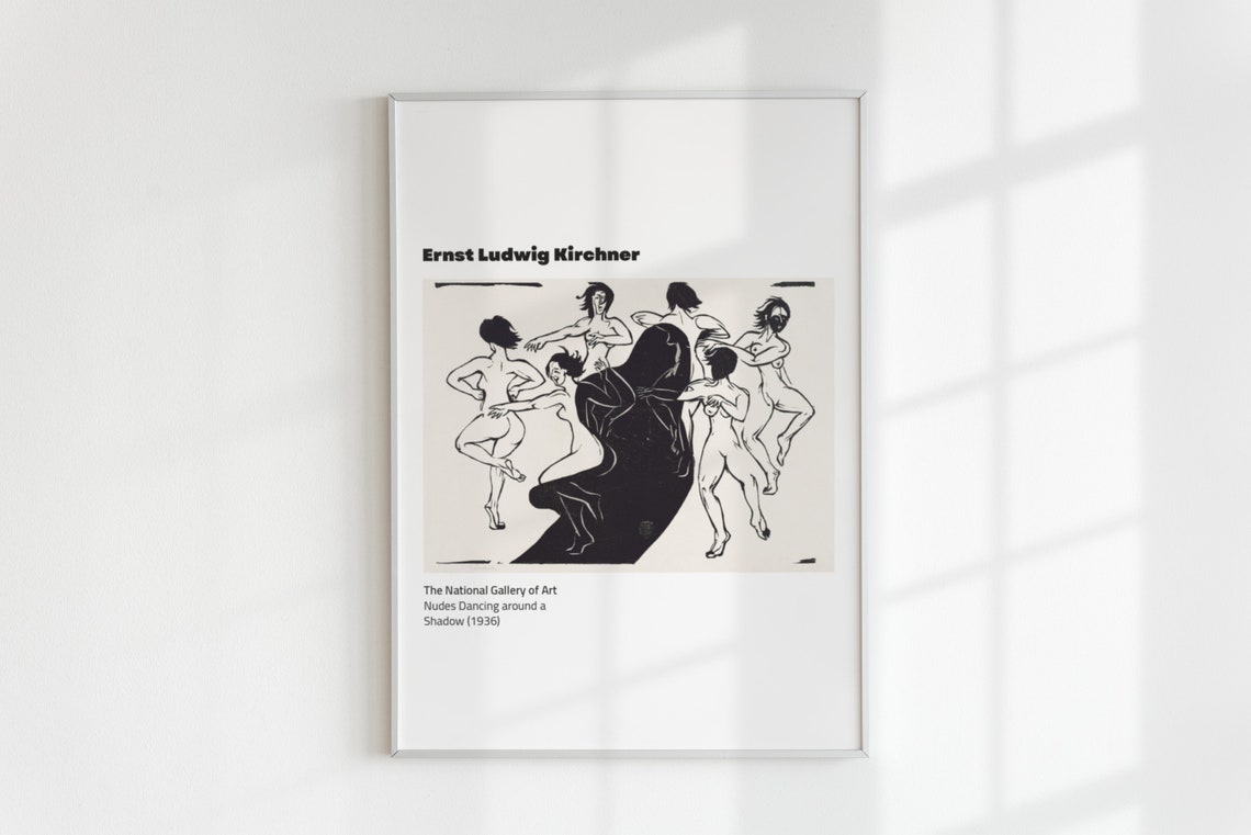 Ernst Ludwig Kirchner Nudes Dancing Around a Shadow Woodcut Art Print