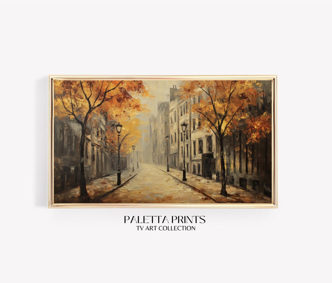 Frame Tv Serene Fall City Art Art For Frame Tvs Rustic Moody Seasonal Tv Art Scenic Vintage Tv Art Paletta Prints