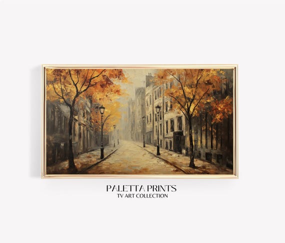 Frame Tv Serene Fall City Art Art For Frame Tvs Rustic Moody Seasonal Tv Art Scenic Vintage Tv Art Paletta Prints