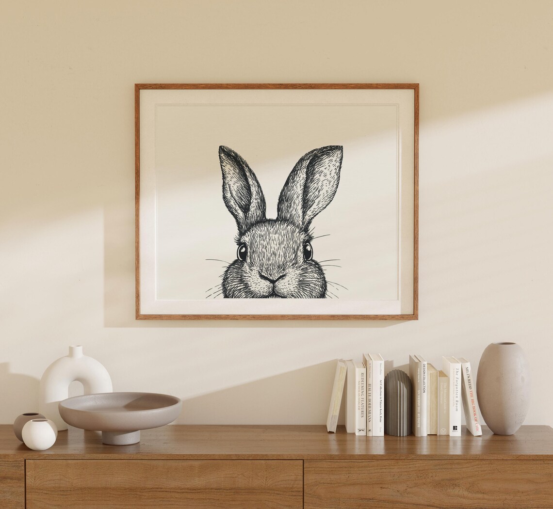 Nine Print Easter Bundle Gallery Wall Minimal Black White Spring Art Poster - Image 2