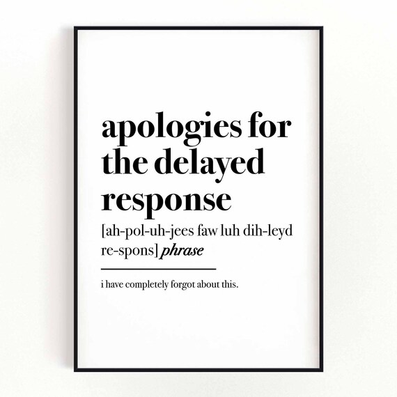 Apologies for the Delayed Response Funny Office Definition Poster