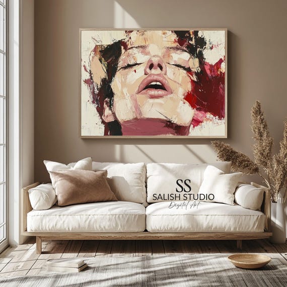Moody Abstract Face Portrait Print Contemporary Wall Art