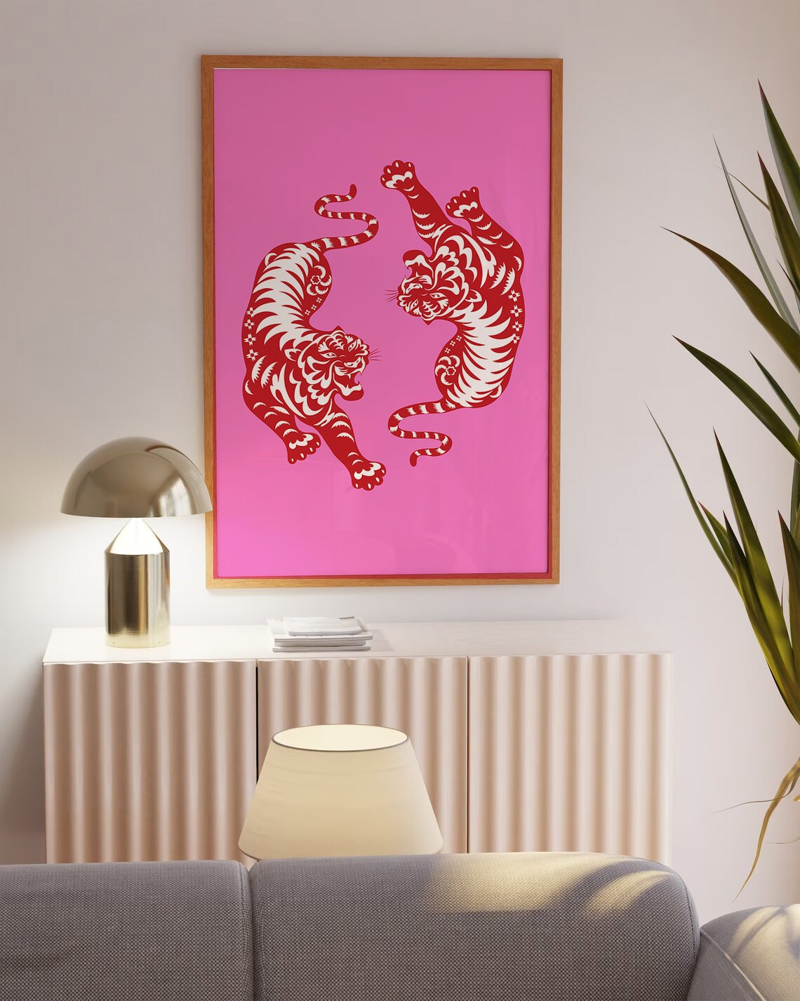 Pink Red Tiger Print, Preppy Room Decor Poster - Image 4
