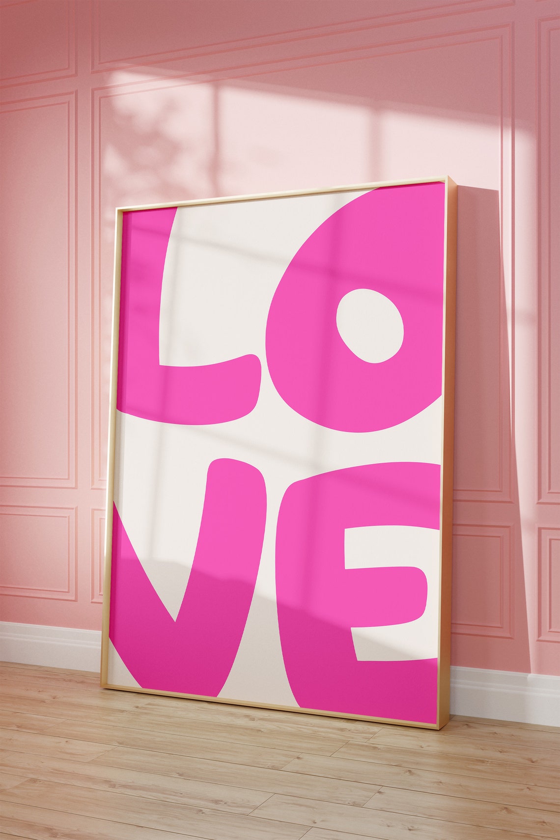 Love Big Bold Modern Hot Pink Block Letter Retro Typography Poster - Image 3