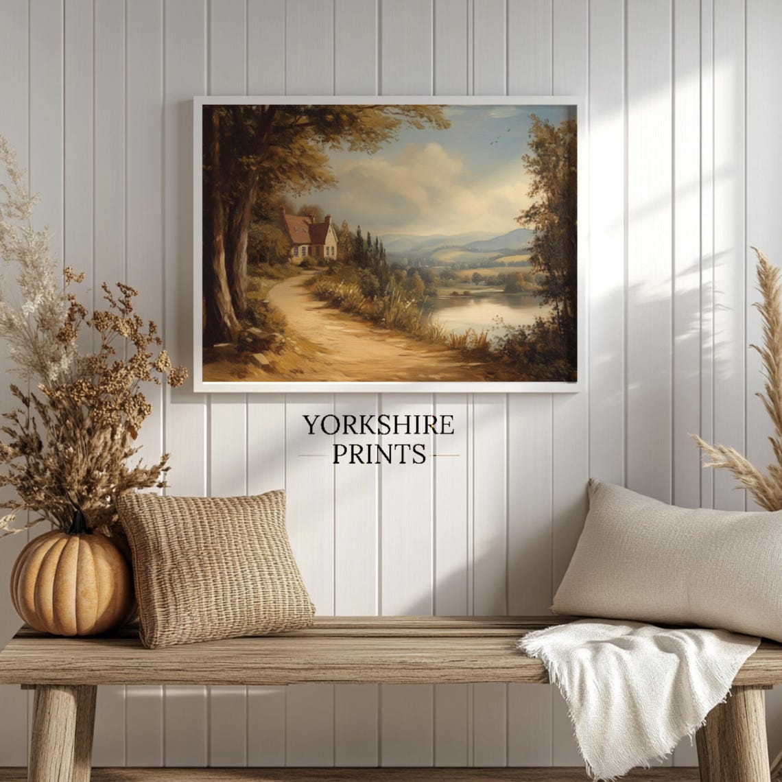 Country House Lake Path Trees 19th Century Vintage Landscape Poster - Image 3