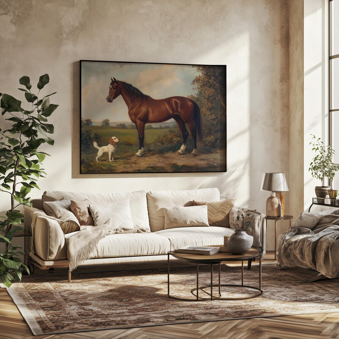 Equestrian Horse And Dog Vintage Farm Animal Art Print - Image 3
