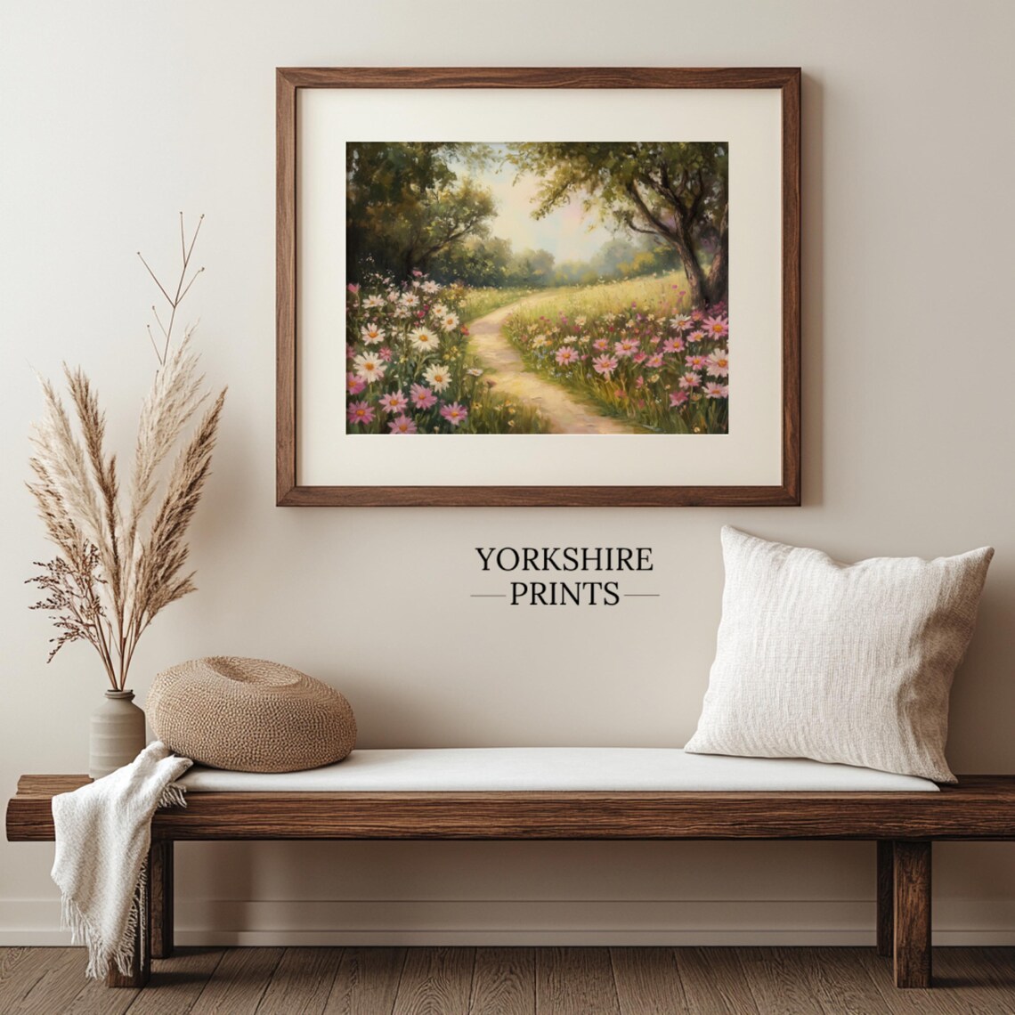 Vintage Spring Meadow Wildflower Path Art Print - Image 2