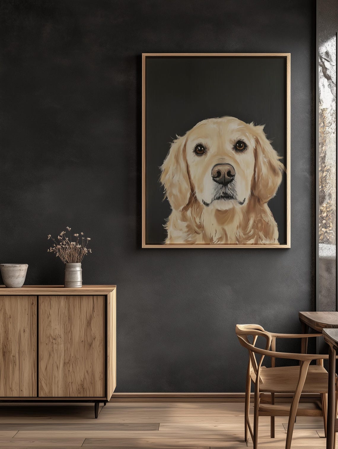 Golden Retriever Dog Wall Art Vintage Moody Dog Print Pet Portrait Wall Art Pet Portrait Golden Retriever Art Artwork For Dog Lovers - Image 3