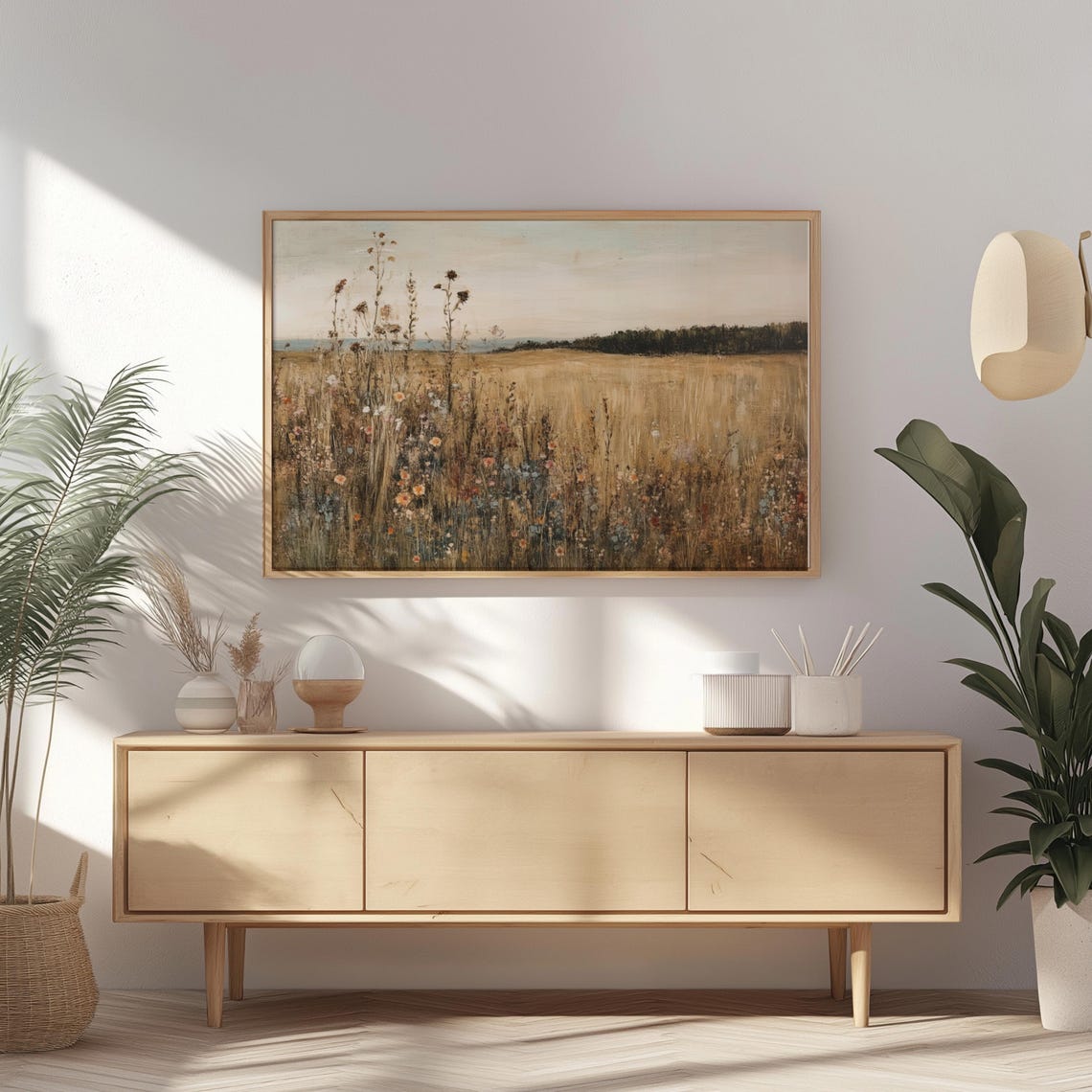 Wildflower Field Landscape Oil Painting Vintage Landscape Art Print Country Field Wall Art Wildflower Art Print - Image 3