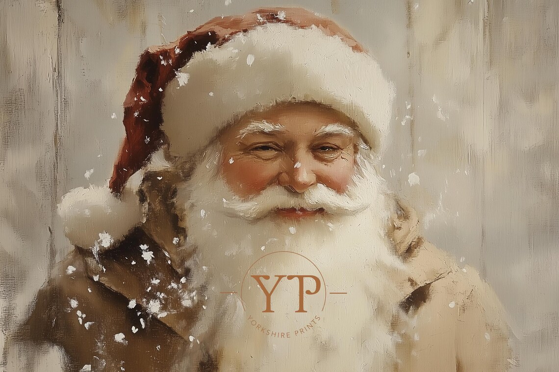 Vintage Santa Claus Portrait, Christmas Art Print - Image 3