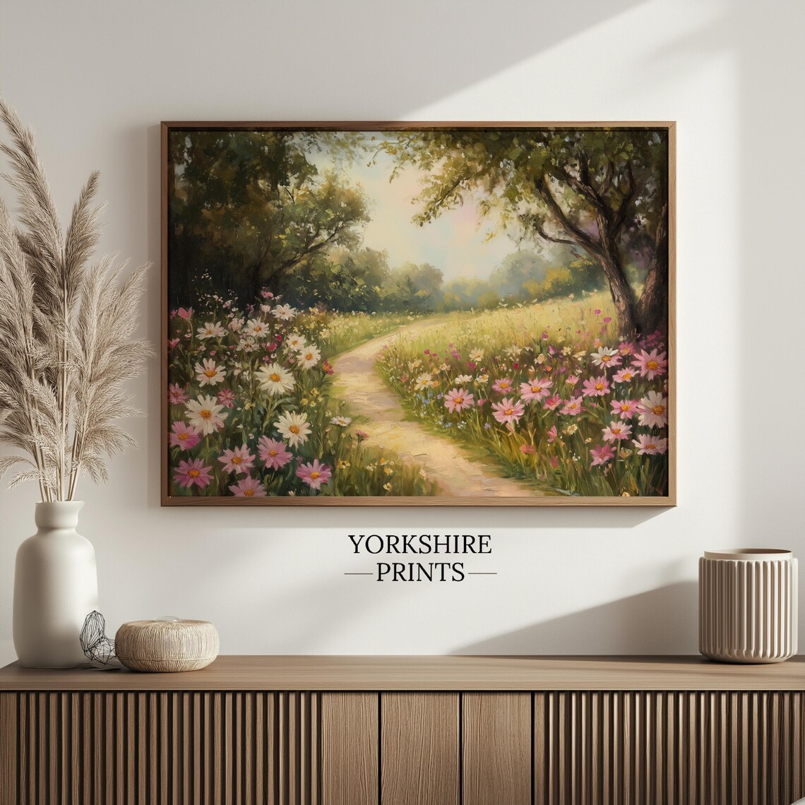 Vintage Spring Meadow Wildflower Path Art Print - Image 3