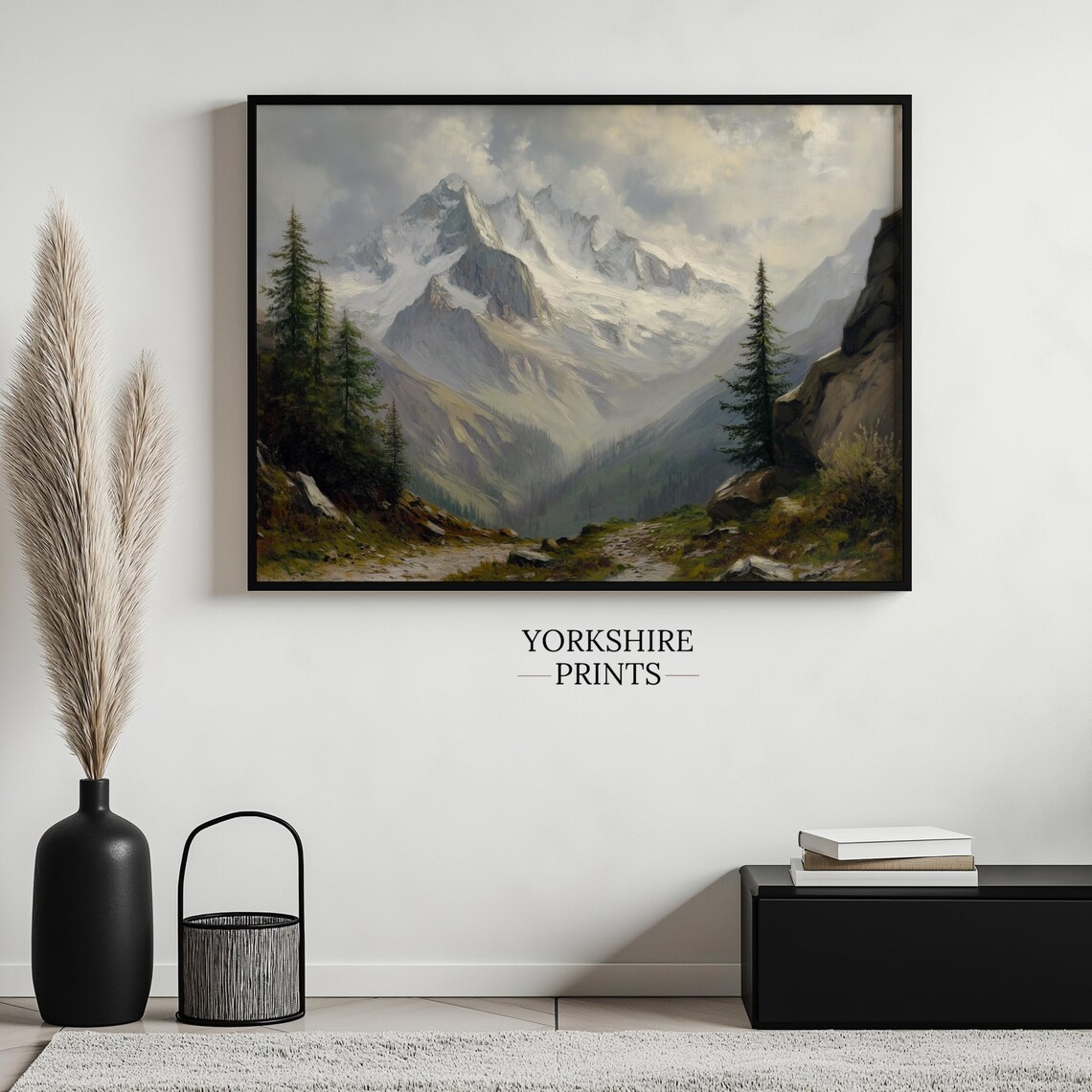 Rustic Mountain Painting, Vintage Landscape Art Print - Image 3