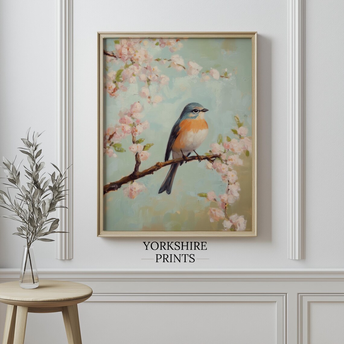 Spring Bird in Cherry Blossom Tree, Vintage Print - Image 3