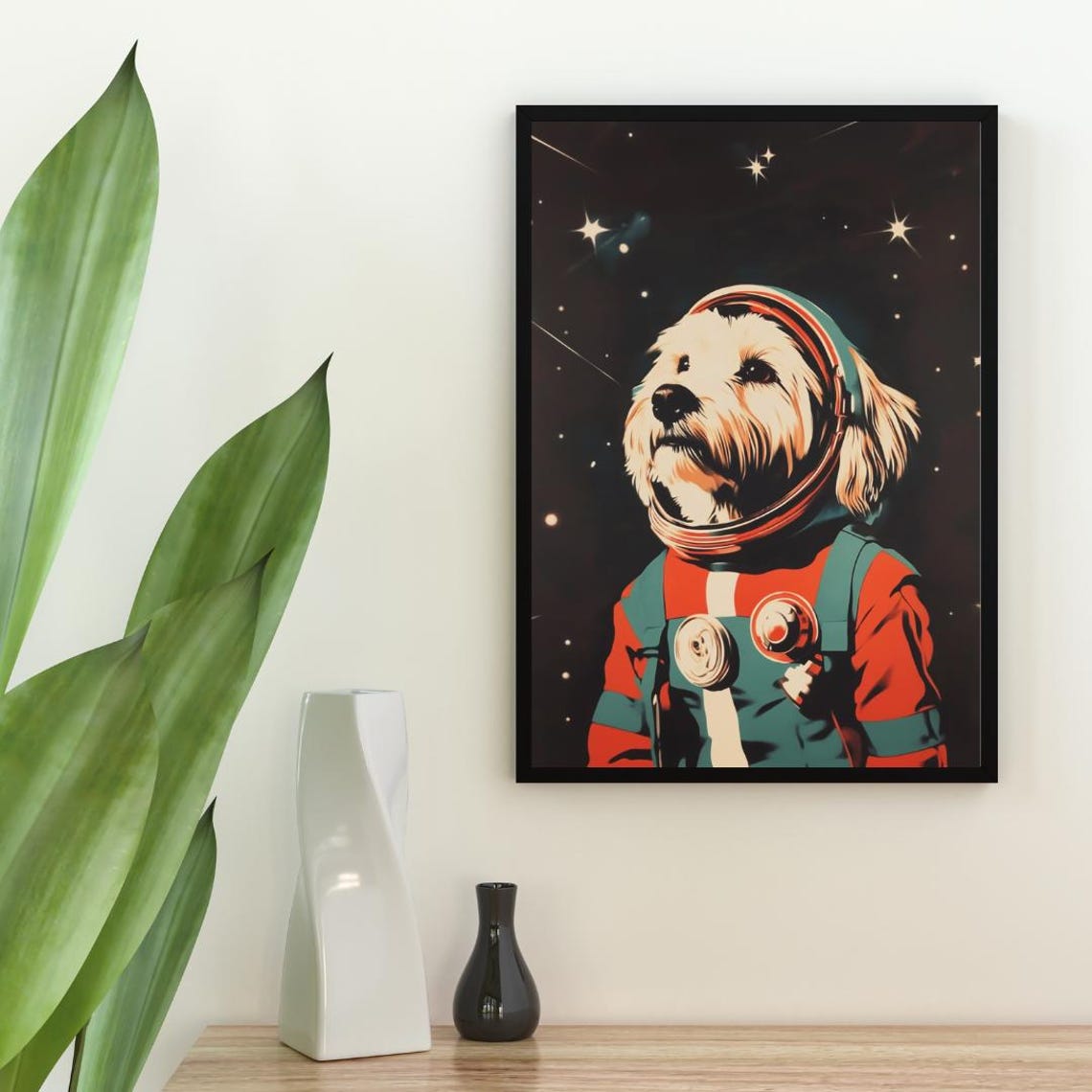 Havanese Astronaut Retro Space Dog Pop Art Portrait Poster Gift - Image 2