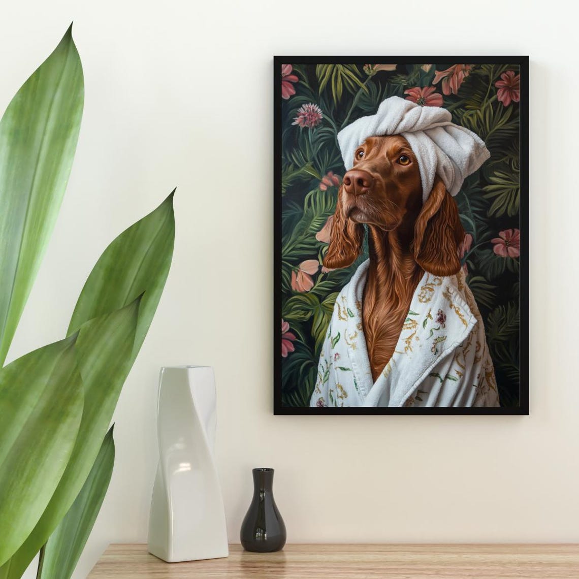 Irish Setter In Bathrobe Spa Day Portrait Funny Red Dog Wall Poster - Image 2