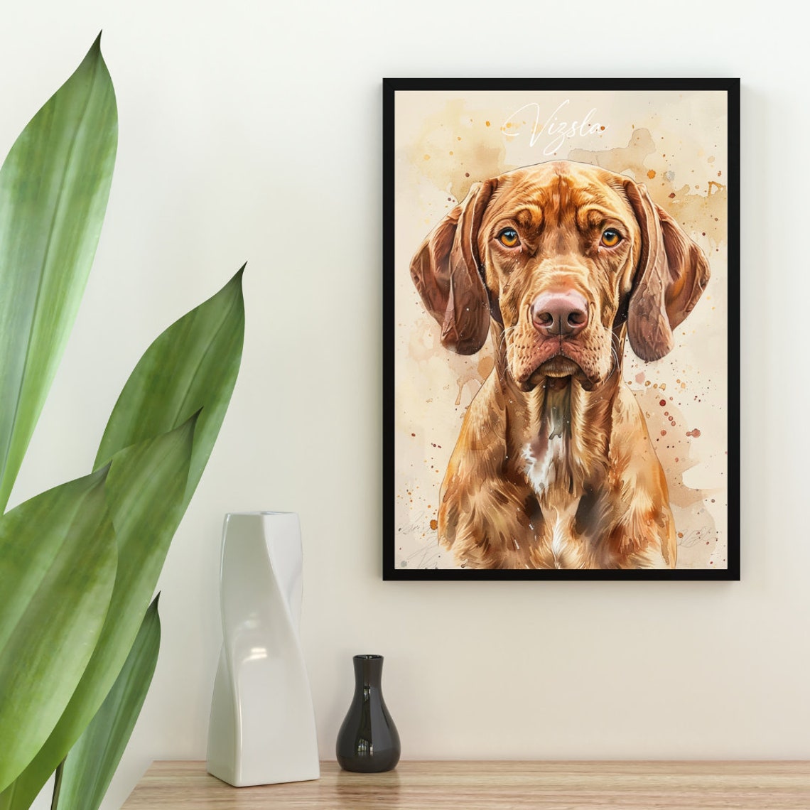 Vizsla Poster Dog Poster Vizsla Print Dog Wall Art Personalised Dog Photo Vizsla Watercolour Pet Portrait Dog Print Pet Portrait - Image 2