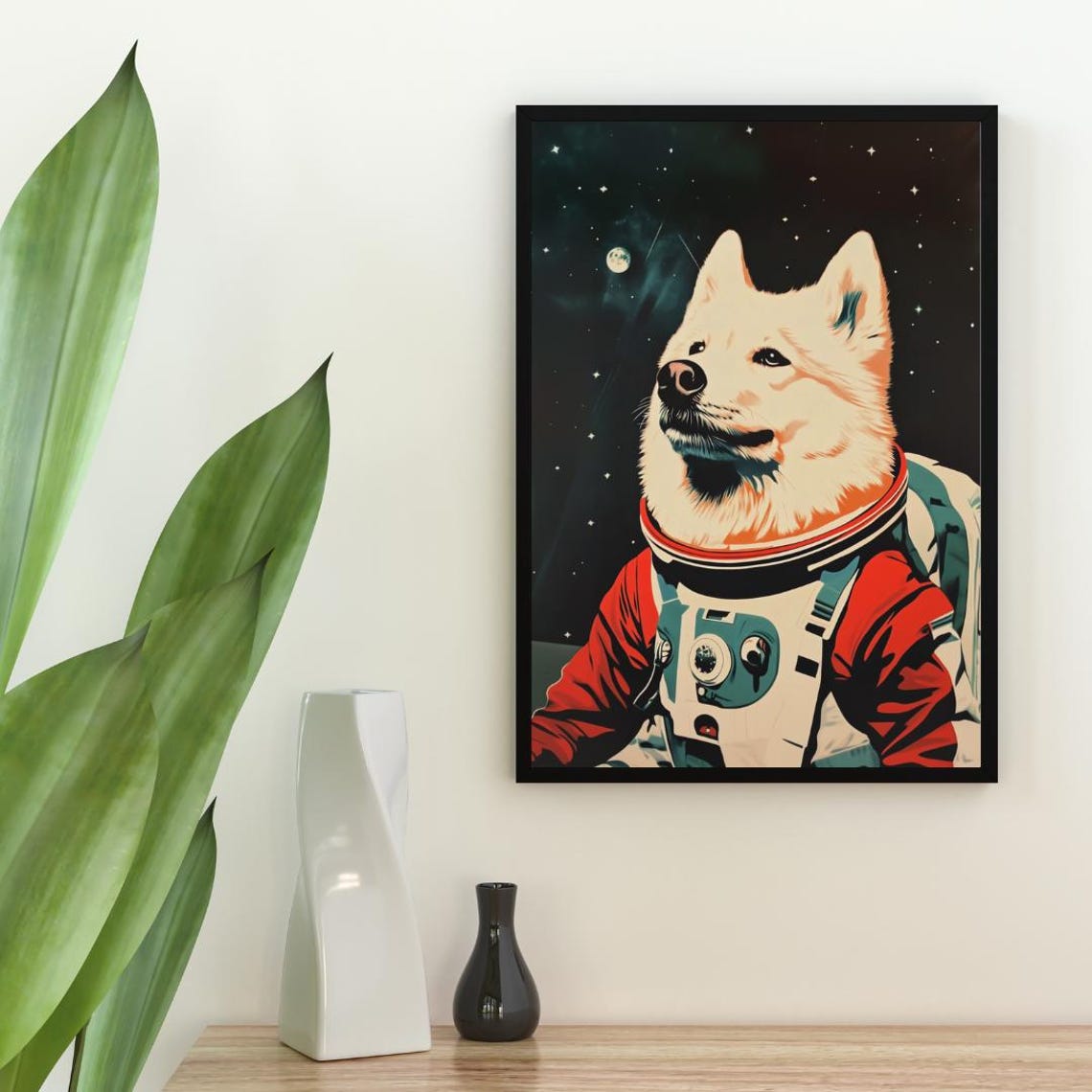 Samoyed Astronaut Retro Space Dog Pop Art Portrait Poster Gift - Image 2