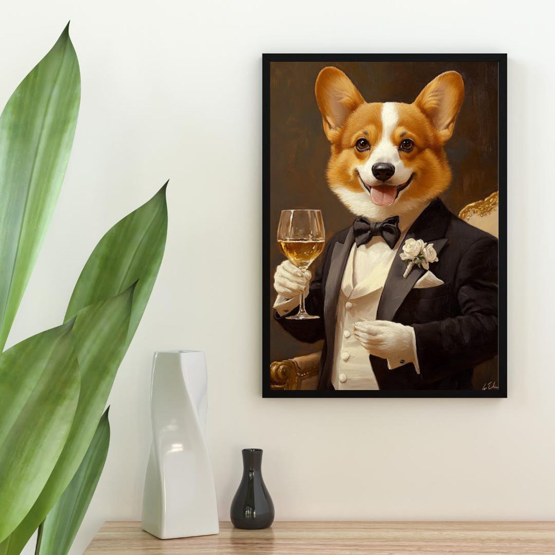 Pembroke Welsh Corgi In Tuxedo Poster Pet Poster Corgi In Suit Print Dog Wall Art Corgi Portrait Dog Living Room Poster Funny Corgi Art - Image 2