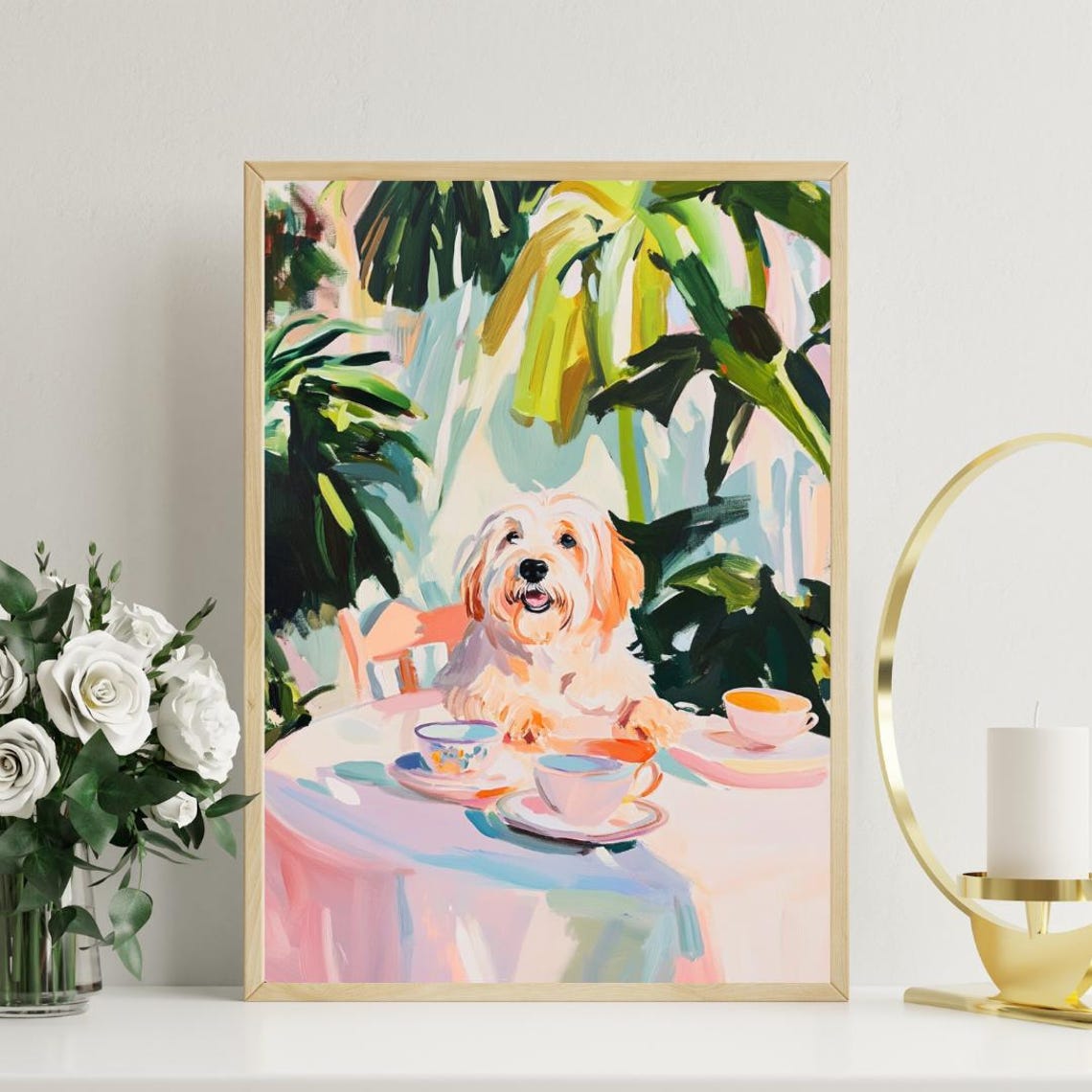 Retro Old English Sheepdog Poster Old English Sheepdog Oil Painting Vintage Poster Dog Dining Room Wall Art Retro Dog Poster Pet Poster - Image 3