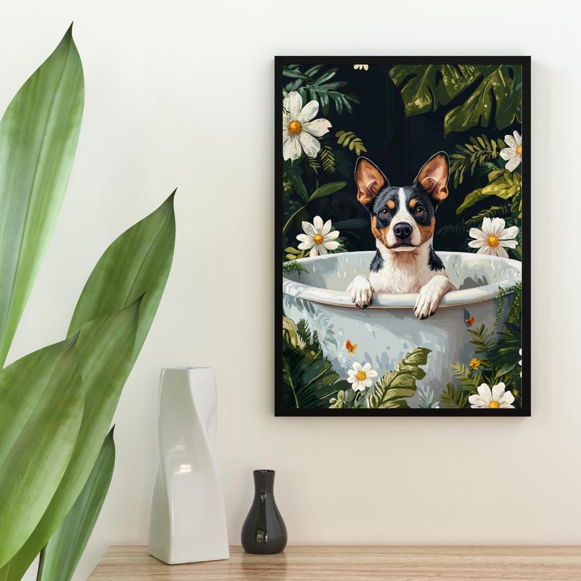 Australian Cattle Dog Bath Time Among Daisies Cute Dog Poster - Image 2