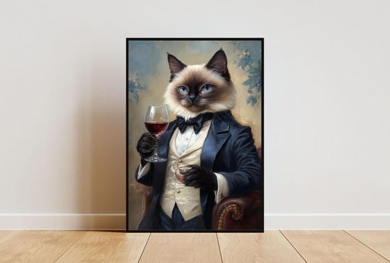 Birman in Tuxedo Funny Cat Art Print