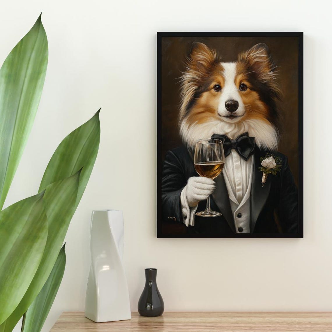 Shetland Sheepdog In Tuxedo Poster Pet Poster Shetland Sheepdog In Suit Print Dog Wall Art Shetland Sheepdog Portrait Funny Sheltie Art - Image 2