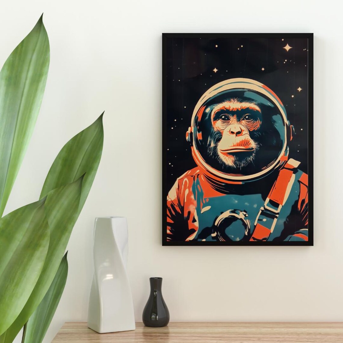 Monkey Astronaut Retro Space Poster, Vintage Print - Image 2
