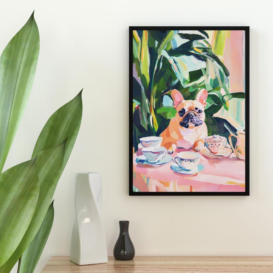 Retro French Bulldog Poster French Bulldog Oil Painting Vintage Frenchie Poster Dog Dining Room Wall Art Retro Dog Poster Pet Poster - Image 2