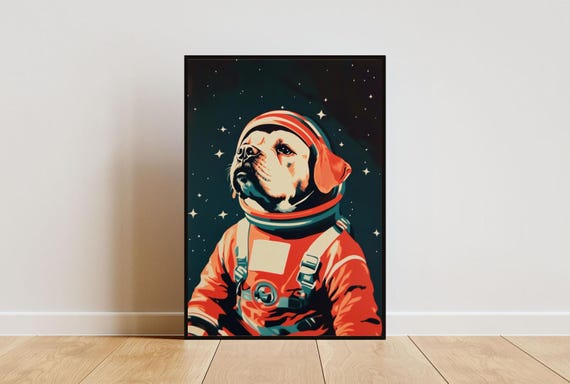 Bullmastiff Astronaut Poster Bullmastiff Retro Print Bullmastiff Portrait Dog Retro Space Poster Funny Dog Poster Andy Warhol Vintage