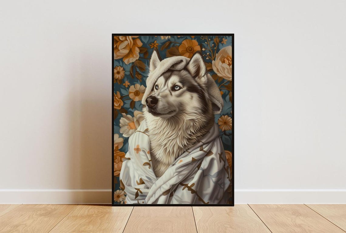 Alaskan Malamute In Bathrobe Spa Day Funny Husky Dog Wall Poster