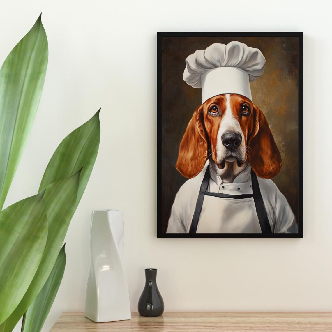 Basset Hound in Chef's Hat, Kitchen Art Print - Image 2