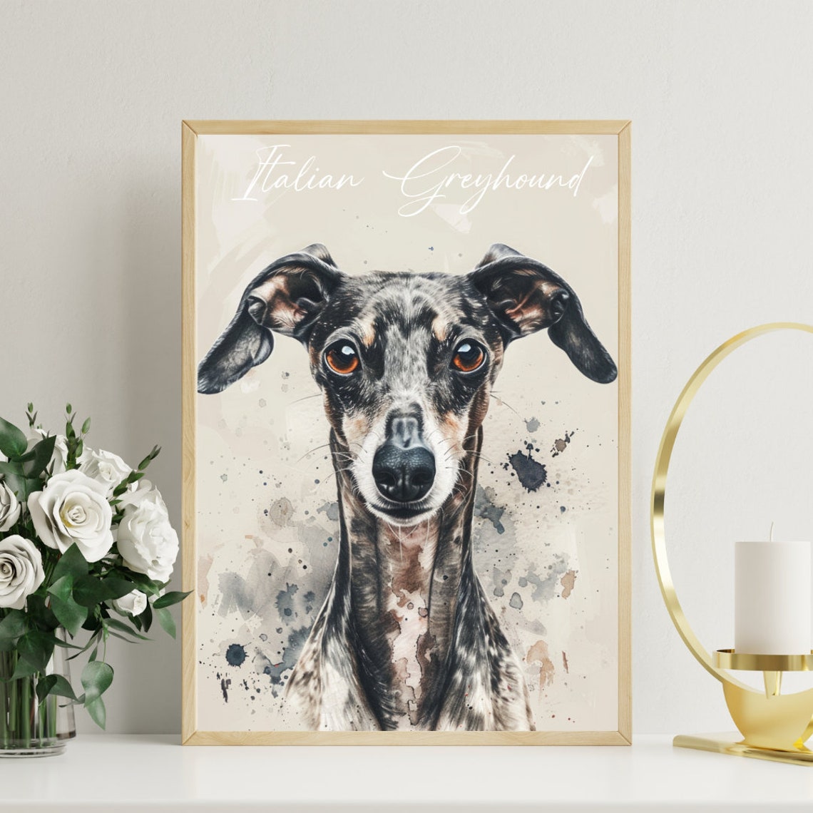 Italian Greyhound Poster Dog Poster Italian Greyhound Print Dog Wall Art Personalised Dog Photo Italian Greyhound Watercolour Pet - Image 3
