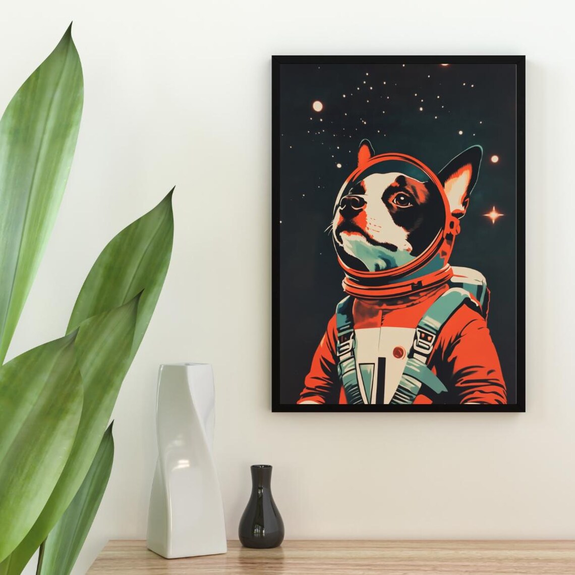 Boston Terrier Astronaut Retro Space Poster Print - Image 2