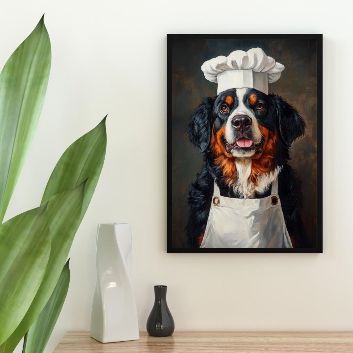 Bernese Mountain Dog Chef Portrait Poster Funny Kitchen Decor Gift - Image 2