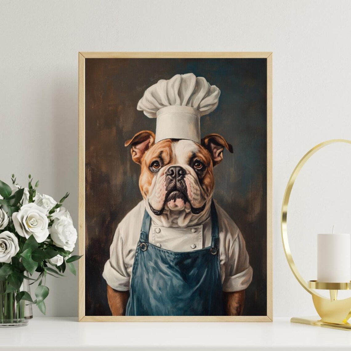 Bulldog In Chef's Hat Funny Dog Kitchen Poster - Image 3